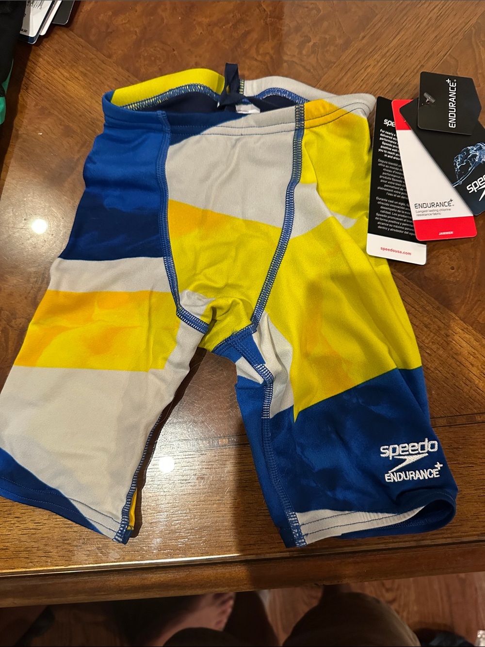 Speedo Endurance+ Jammer in Blue, Yellow, White